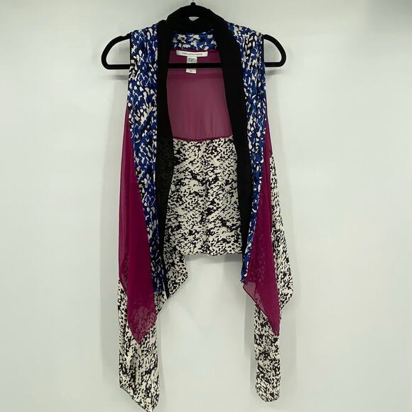 Diane Von Furstenberg Women's Color Block Silk Blend Waterfall Vest One Size - Picture 1 of 8